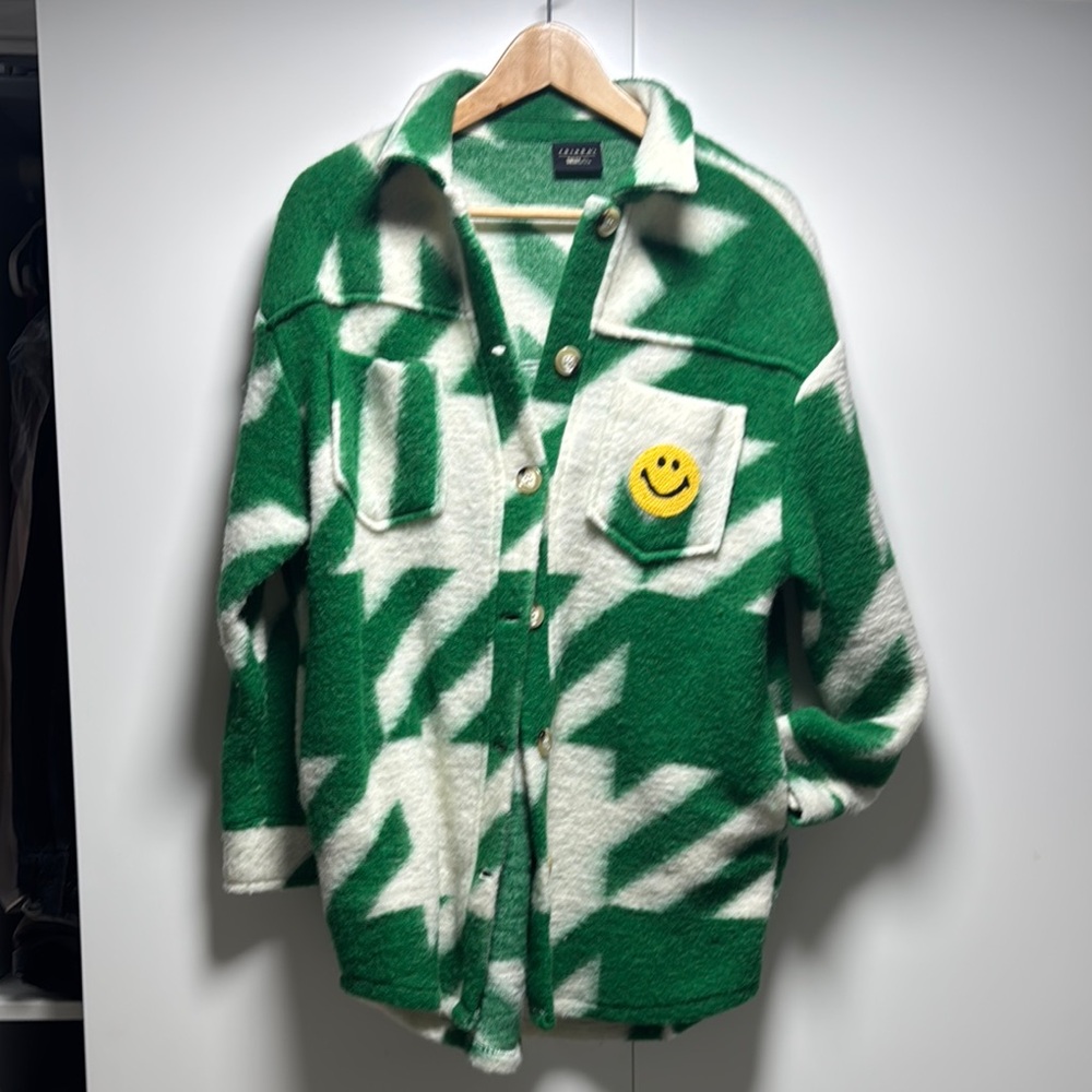 Joshua’s X smiley  shirt jacket with Smiley patch